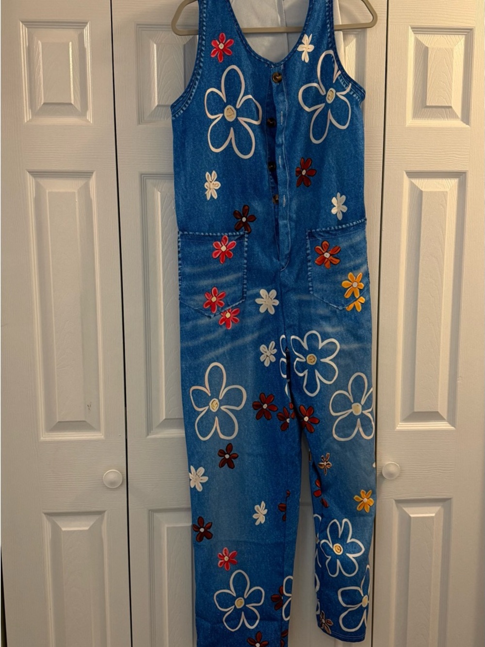 Blue Floral Denim Women’s Tall Jumpsuit
